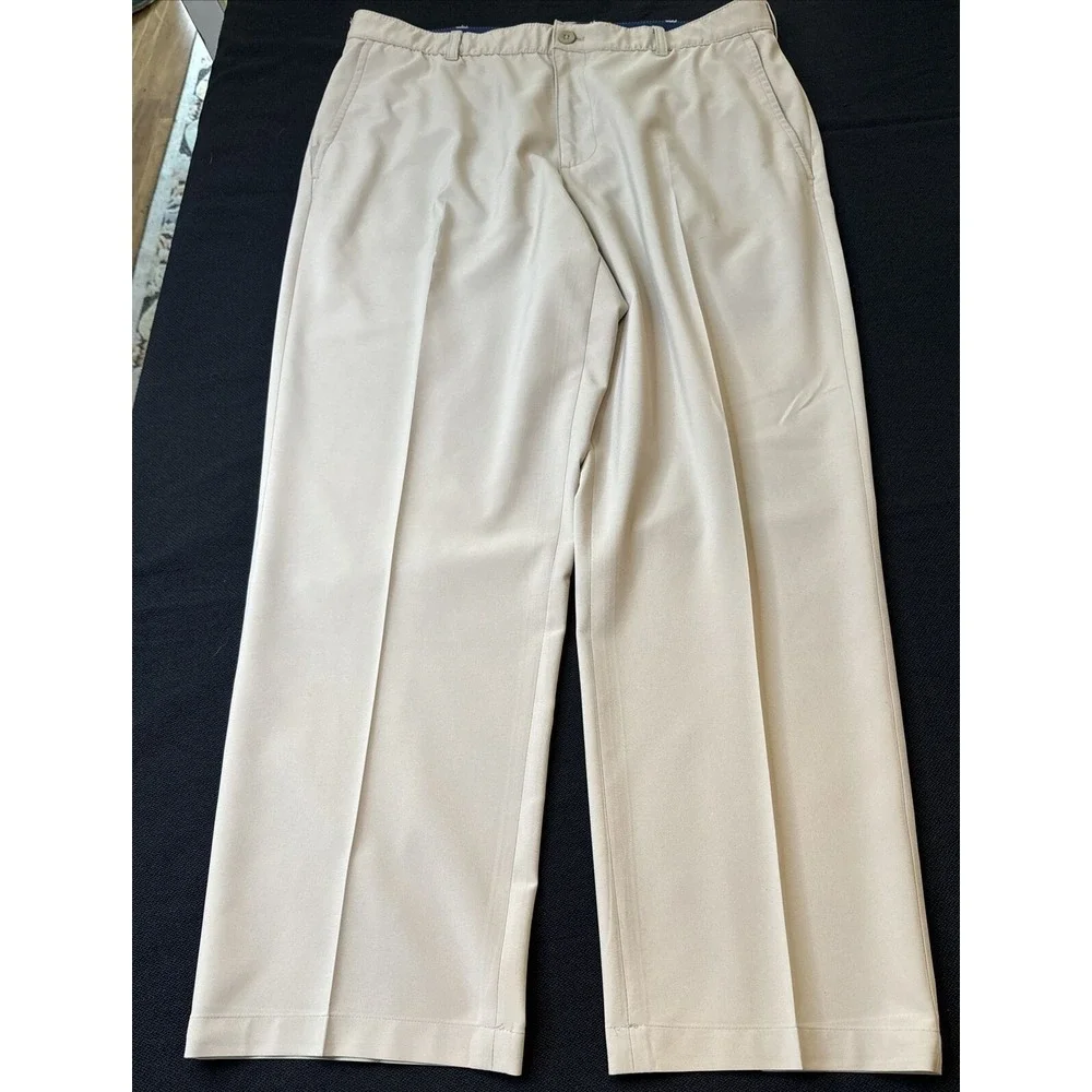 IZOD‎ 36x32 TAN Men's Golf Pants Flat Front Athletic/ Performance ~ EXCELLENT